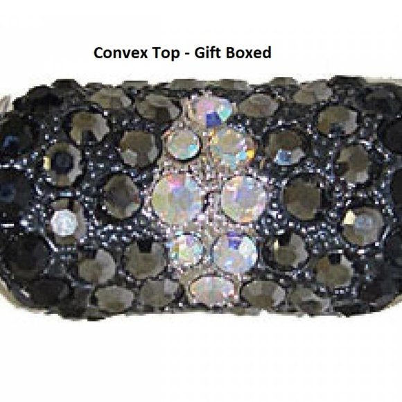 Fashion Ring Jewelry - White Gold plate ring with jet black hematite NWT